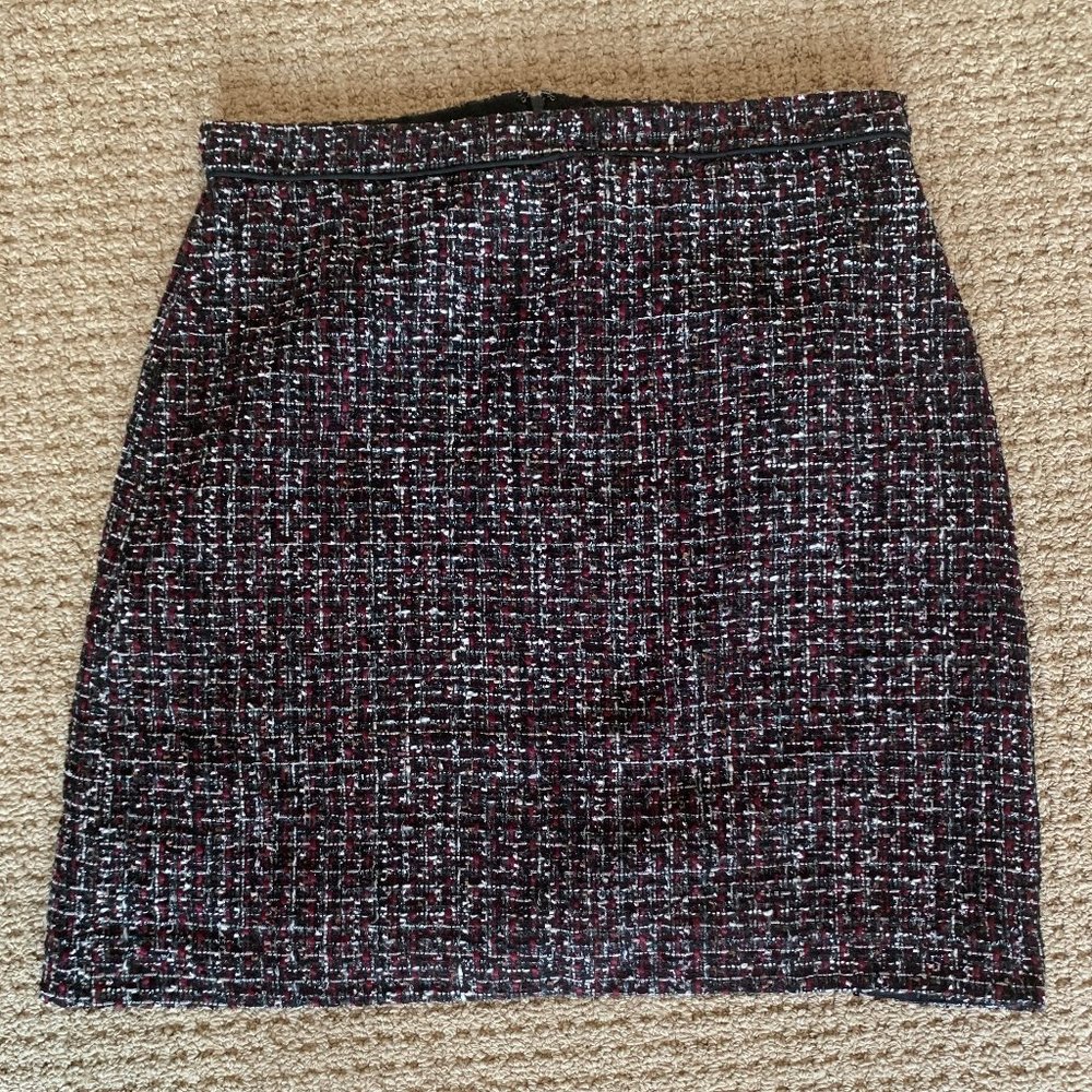 Ann Taylor Size 12 A Line Maroon/Black Work Skirt